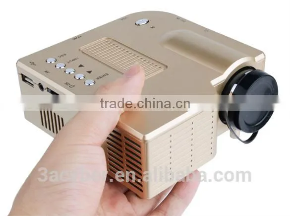 Portable Multimedia Mini LED Projector For Home Theater Computer Displayer Golden US Plug