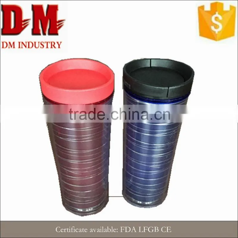 Popular china 450ml double wall plastic coffee cup with lid