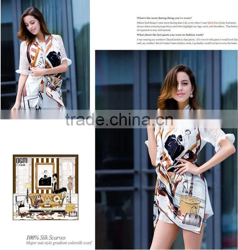 SJ-028 100% silk new design fashion twill scarf