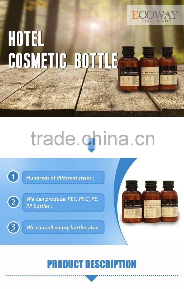 natural hotel bath products for shampoo transparent pvc hotel bottle