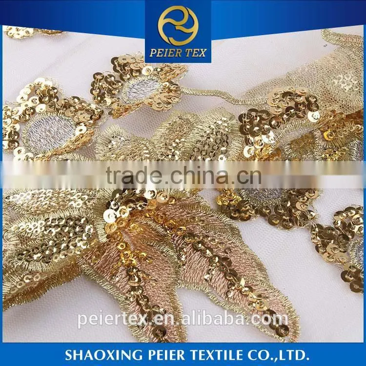 Latest design cotton 3d sequin embroidery fabric