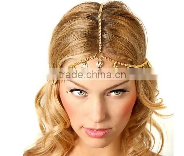New Women Metal Leaves Tassels Headband Fashion Head Chain Hair Jewelry