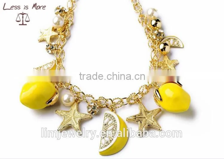 Simple Alloy Charm Bracelets orange beads gold bracelet for kids