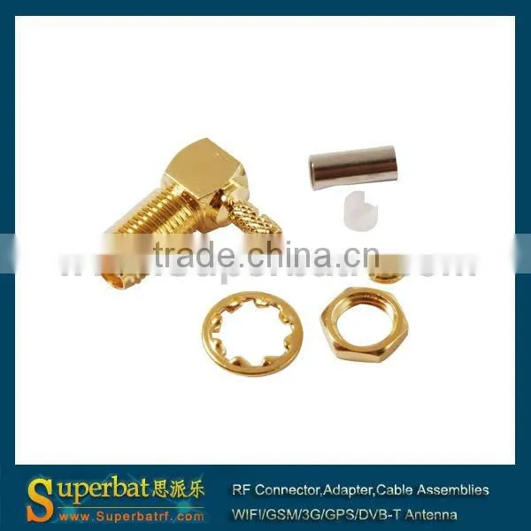SMA Crimp Jack right angle connector for LMR100 right angle terminal connector