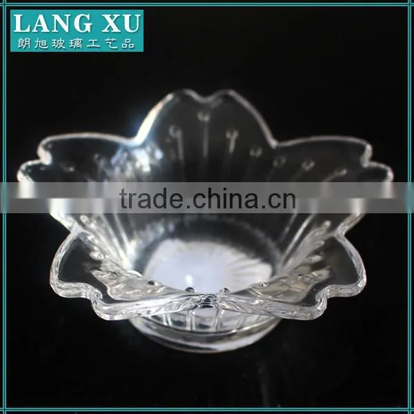 clear flower shape tealight glass candle holder for wedding