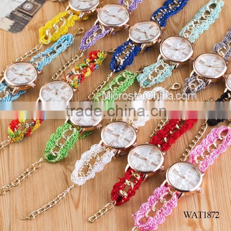 New Classic Geneva Ethnic Braided Analog Quartz Chain roman numerals lady watch
