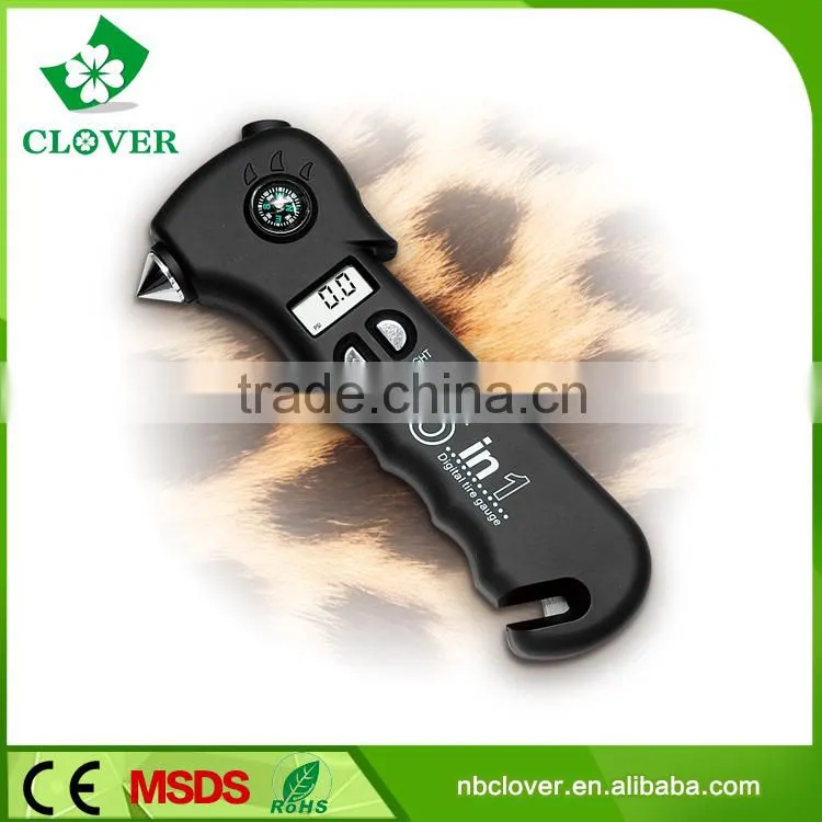 Glass broken hammer and safe belt cutter car LCD display digital tire gauge