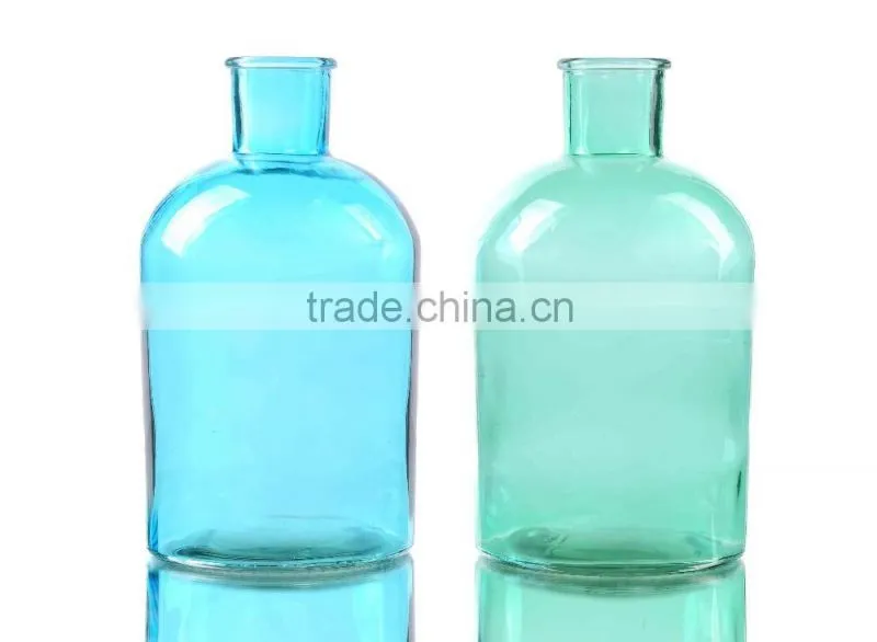 Dumpy Shape Frosted Colored Glass Vase For Home Decor