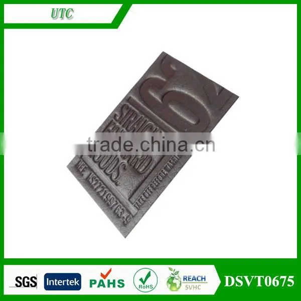 2014 new style custom embossed real leather patch/ badge