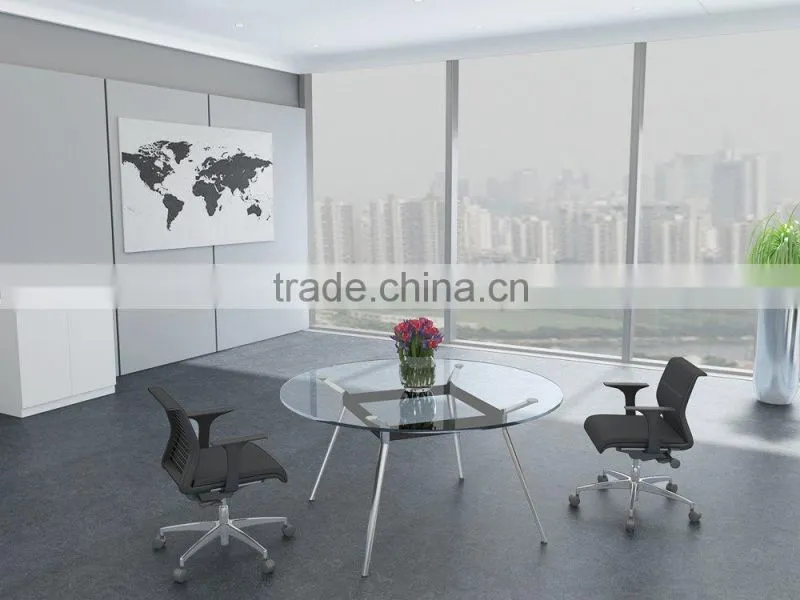 Modern Tempered Round Glass Conference Table Meeting Table