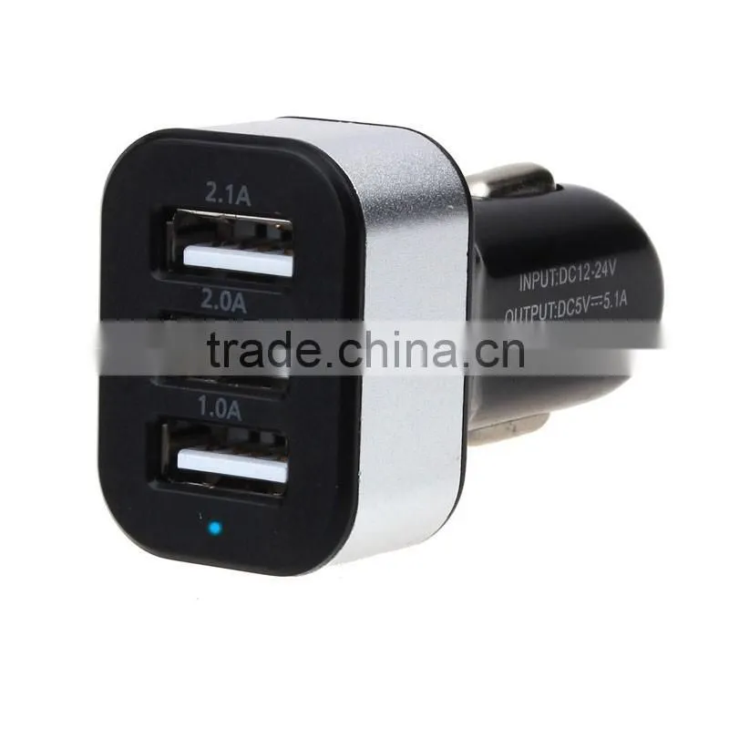 Triple Universal USB Car Charger 3 Port Car-charger Adapter Socket 2A 2.1A 1A Car Styling USB Charger For Car-Styling