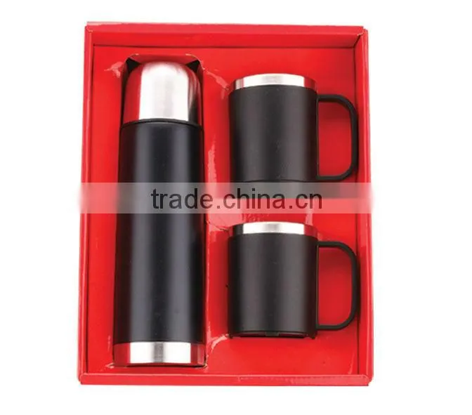 500ml stainles steel vacuum flask gift sets and 2 coffee mug