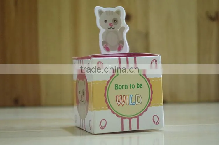 Lovely selva animals paper candy box for baby shower