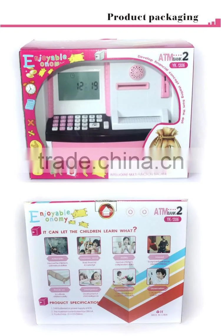 2015 New Product Plastic Lockable ATM Bank Pig Money Box