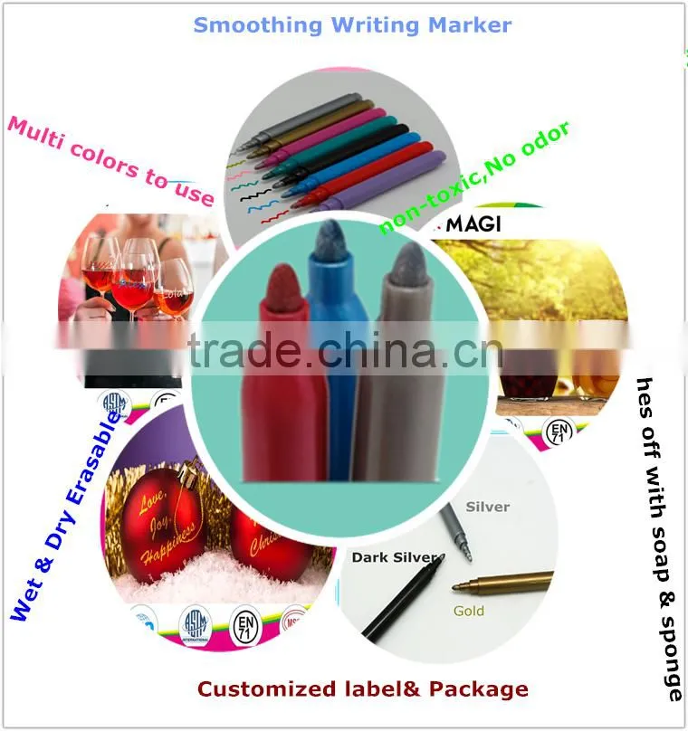Multi-colors Available Party Use Wine Glass Writer No Smearing And Fast Dry Ink