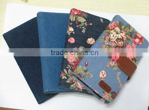 Korea style flower denim leather case for Pantech SKY VEGA IM-A770K with card slot
