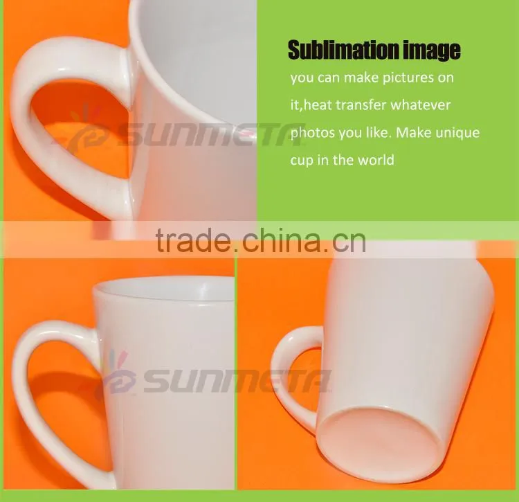 Sunmeta Hot Sale 12oz conical ceramic white sublimation mug