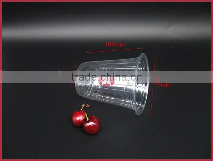APET Material Plastic Disposable Cup with Dome Flat Lid 400ml 14oz High Transparent