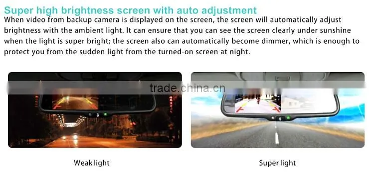 bluetooth handsfree car kit Rearview Mirror with back up display