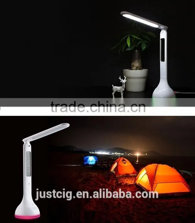 Factory LED Desk Table Lamp Rechargeable Portable Light Calendar Alarm Colck