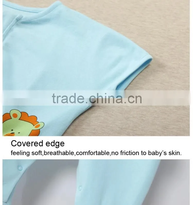 100% cotton anti kicking infant baby short sleeve child foot sleeping ba0g for summer cute lion cartton blue style