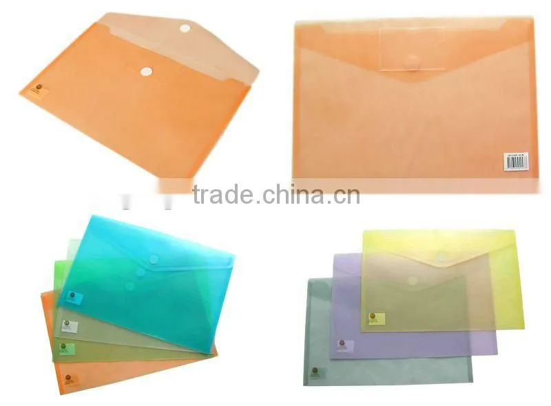 office soft plastic file pocket button PVC file folder