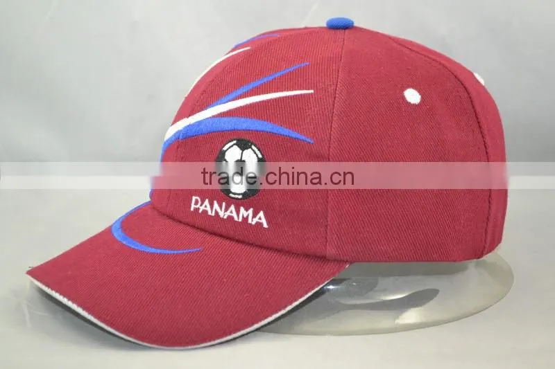 Guangzhou hat factory professional custom 6 panel / 100% cotton / / embroidery logo/deep red baseball cap
