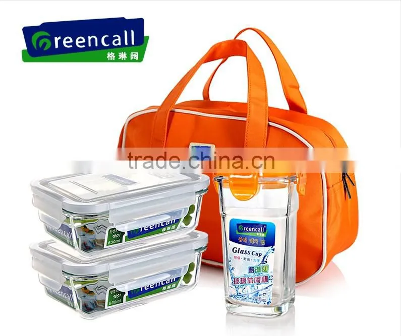 Microwave Safe Round Borosilicate Glass Transparent Food Container Set 3pcs
