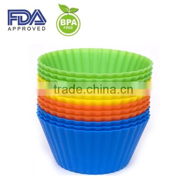 Silicone Baking Cups / Muffin Molds - 12 Reusable Cupcake Liners in Storage Container