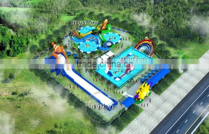 Professional design mobile amusement water park/ frame pool park for sale