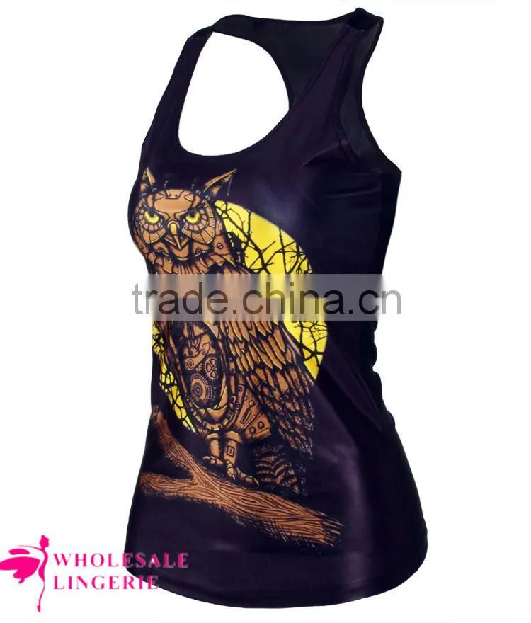 Cheap ladies tank top Black Sexy Womens Jellyfish Printed Cute Tank Top BX112