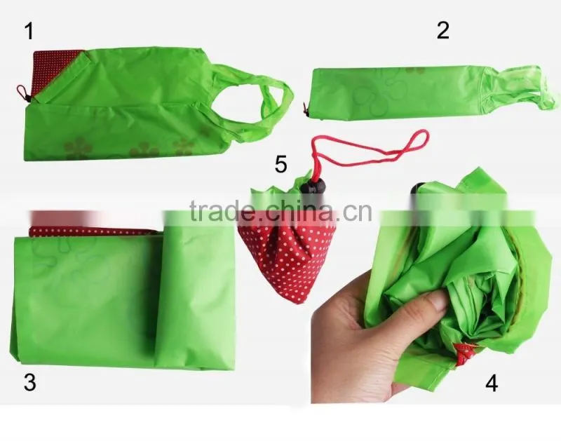 Reusable Shopping Tote Bag - Folded into a Strawberry