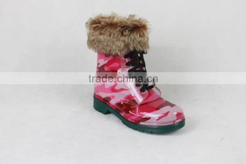 2016 Women Fashion Cheap Martens Plastic PVC Rain Boots With Shoelace