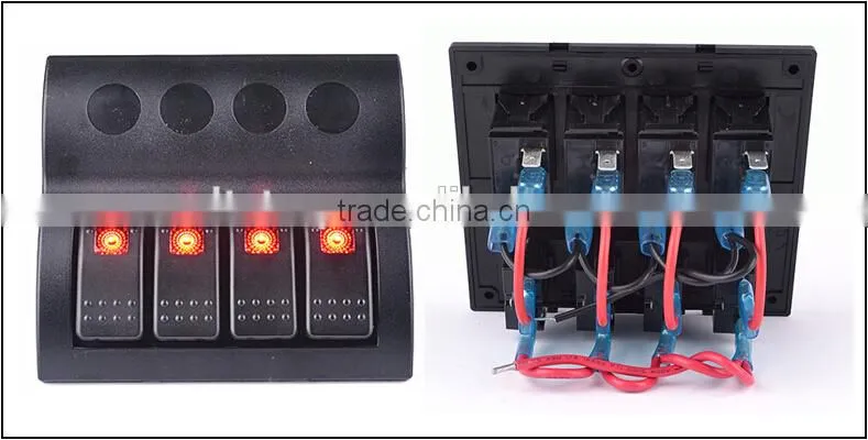 Marine Boat Bridge Control Rocker Switch Panel With Breaker 4 GANG