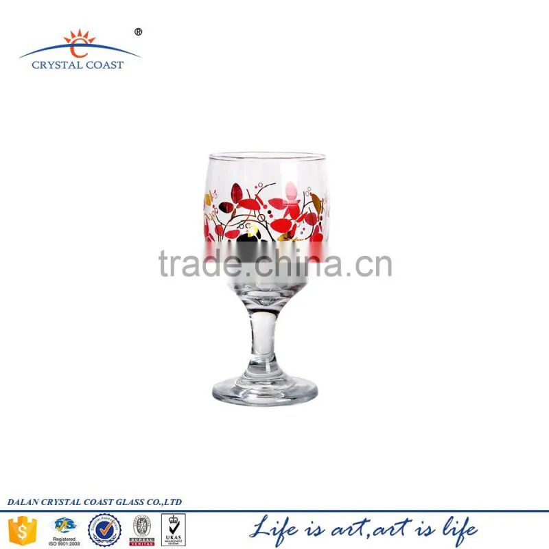 2015 hot sale glass goblet with short stem with wide mouth
