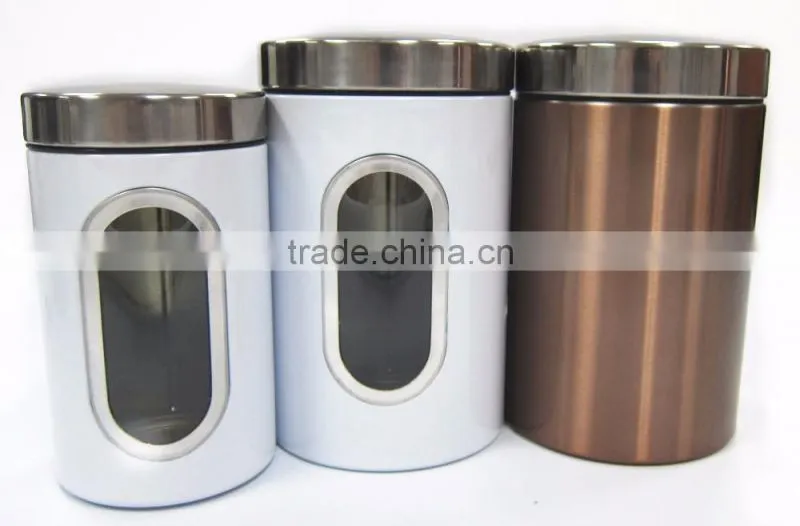 Blue 3-Piece Metal Nested Kitchen Canister Storage Set