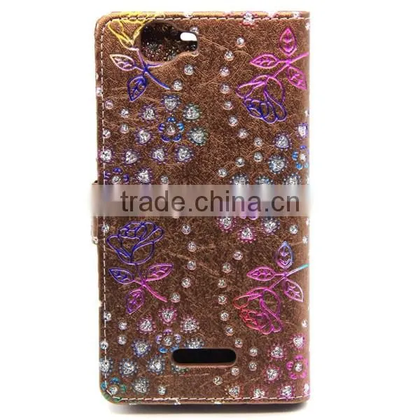 Hot selling PU Leather phone case peacock pattern case flip leather case for Wiko Rainbow