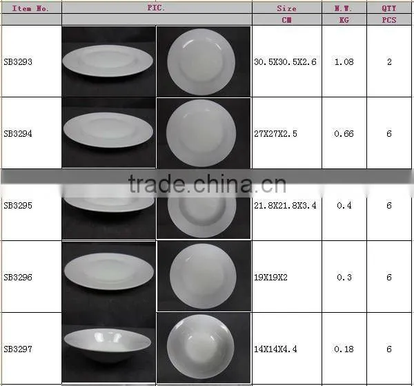 68 pcs White western dinner set with basket,Restaurant Dinnerware