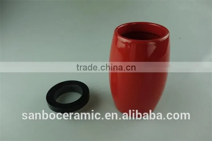 Cheap Price Colorful Ceramic Sugar Pot with Black Cover for tea,coffee