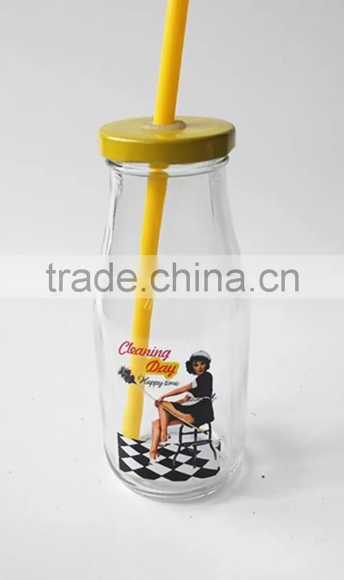 fashion 250ml starbucks type mango juice glass beverage bottle