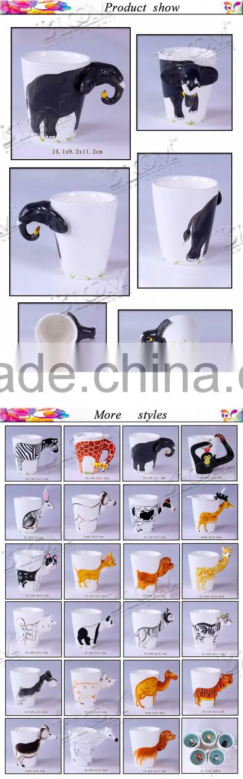 unique white ceramic elephant desgin animal mug