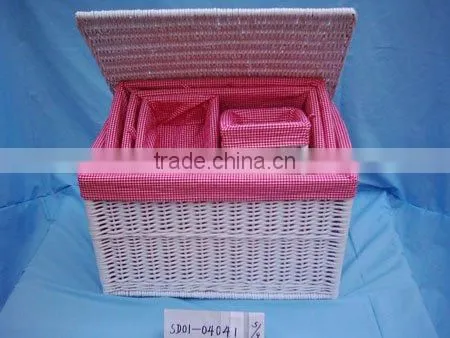 large wicker basket with lid for sundries