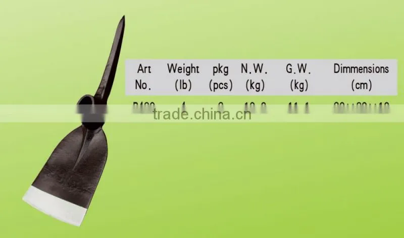 mattock pickaxe,high quality steel garden pick P430
