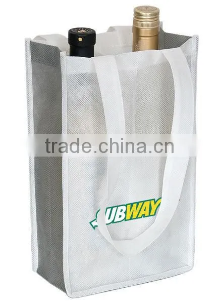 Two Bottle Non-woven Polypropylene Reusable Wine Carrying Totes