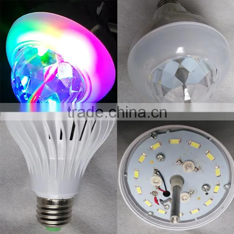 IPO Auto Mini Party Light Stage Lighting LED Bulbs E27 3W Bulb Full Color RGB LED Plastic Rotating Lamp