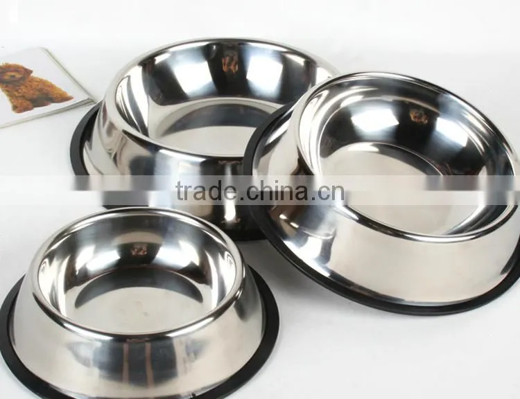 Best selling product wholesale skidproof cheap 201 stainless steel dog bowl with silicone ring