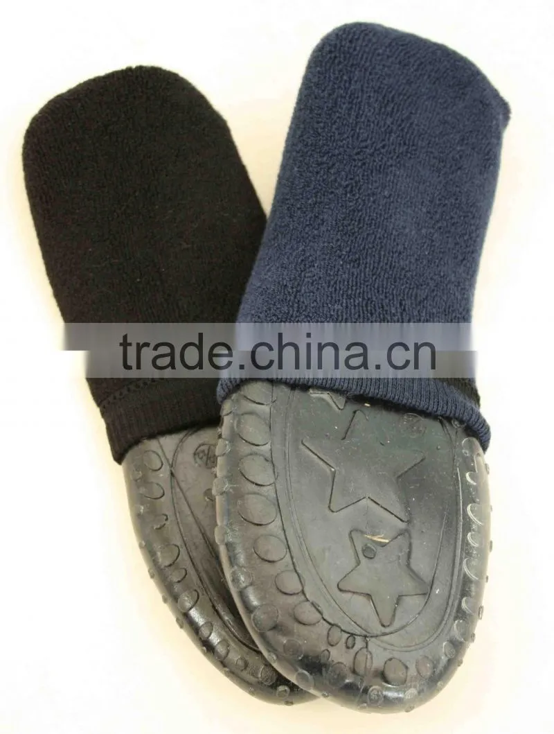 Man knitted socks with rubber soles