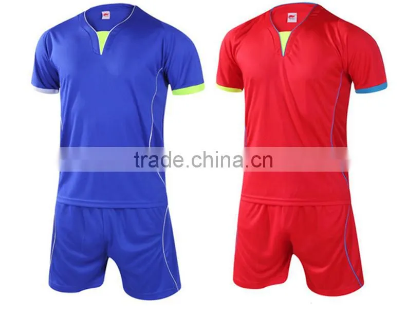 China OEM Service Cheap High Quality Men Sports Two Pieces Soccer Jersey Sets Custom Logo Print