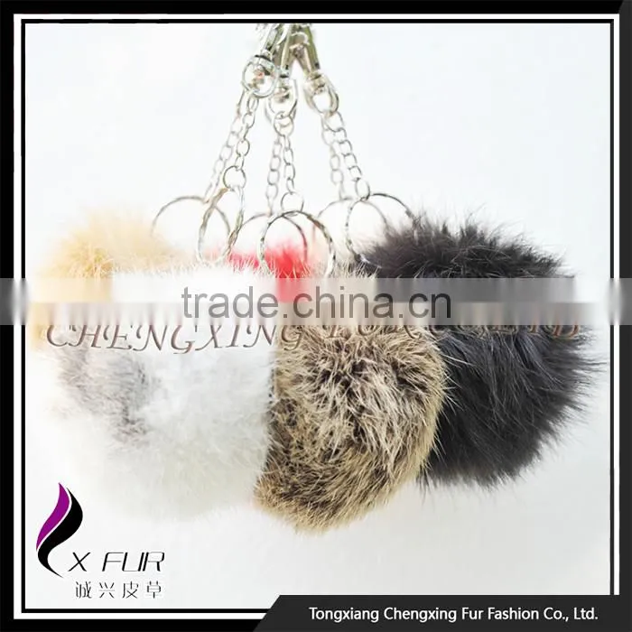 CX-R-36 China Wholesale OEM Fur Ball Rabbit Fur Keychain