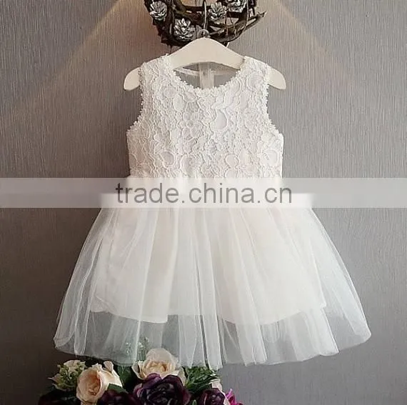 New arrival children clothes lace trim bule plaid kids clothing wholesale 100%cotton baby nice dress